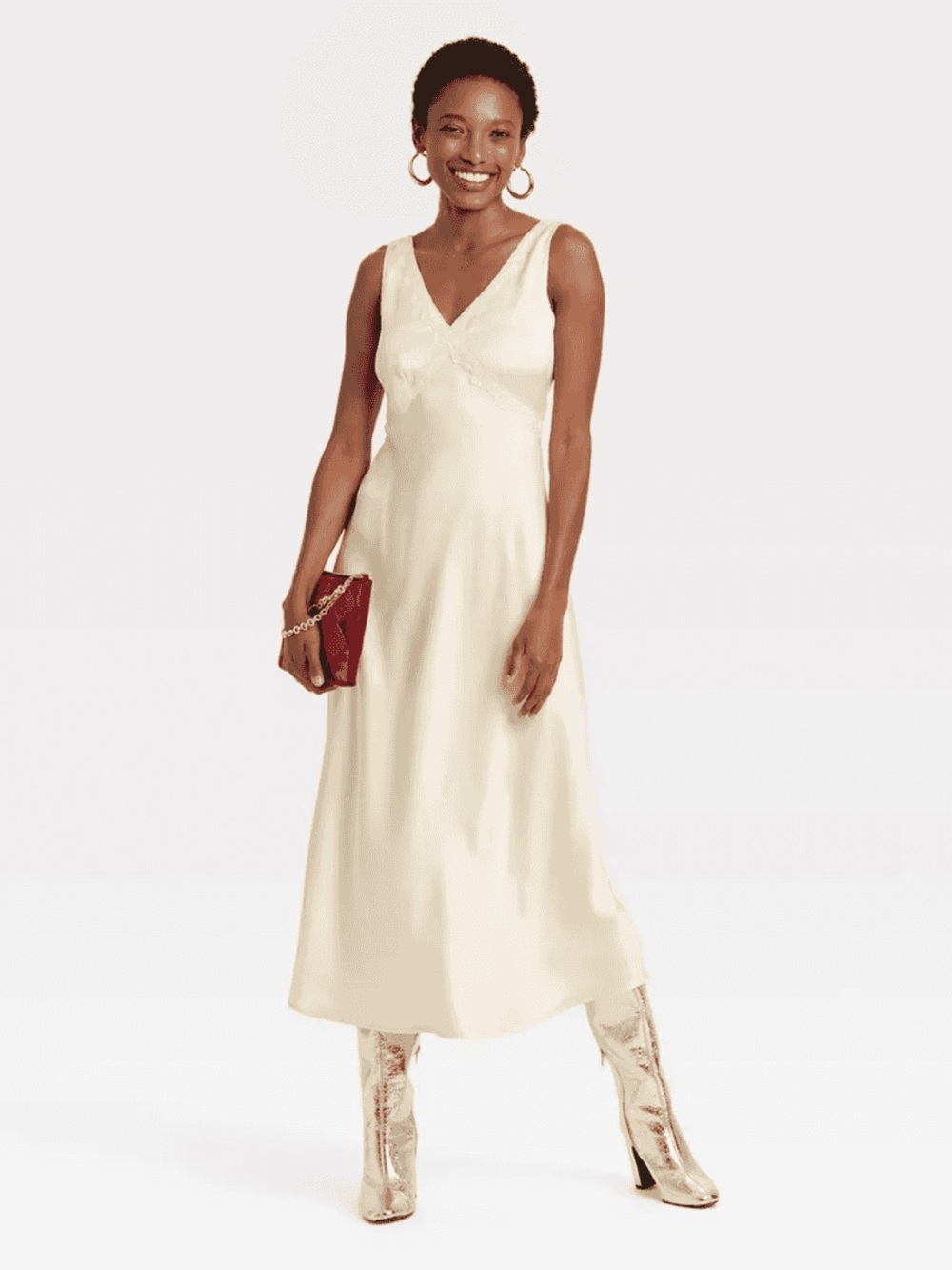 A New Day Midi Lace Trim Dress